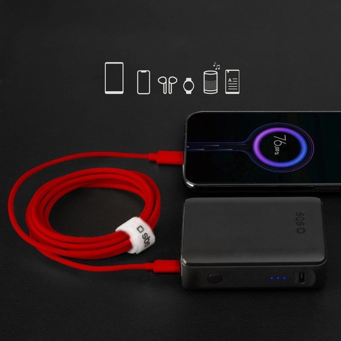 SBS - Cablu USB-C/USB-C, 60W, PD, 1.5m, roșu