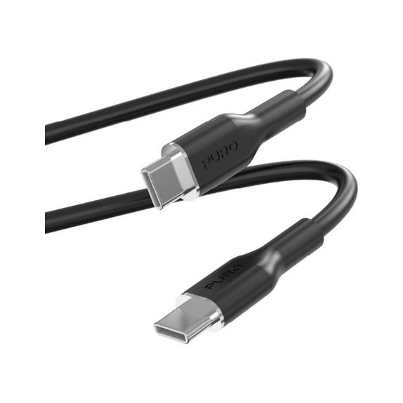 PURO - USB-C Cablu / USB-C, 60W, Soft, 1,5 m, negru