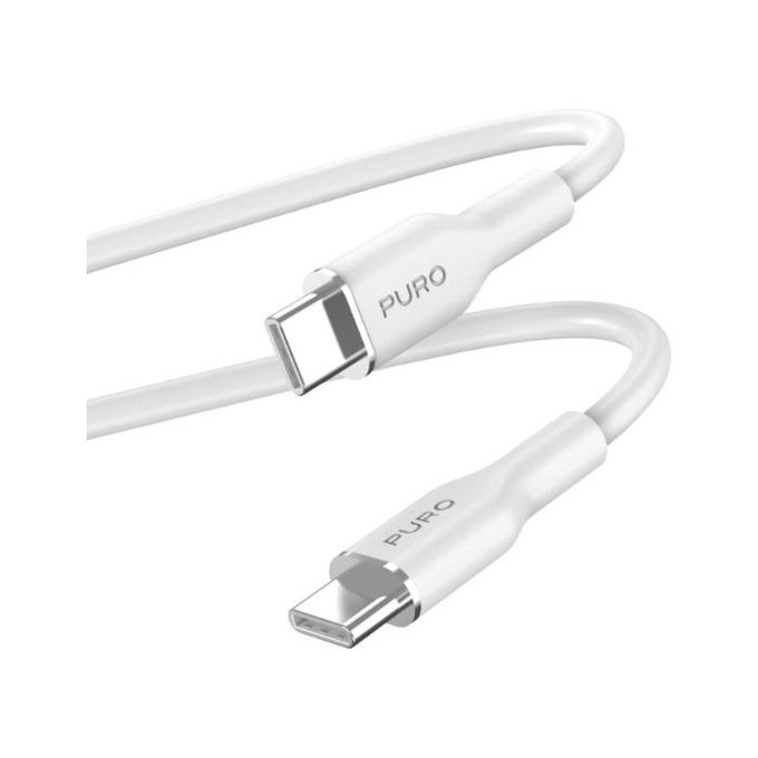 PURO - USB-C Cablu / USB-C, 60W, Soft, 1,5 m, alb