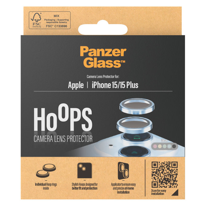 Protecție lentile cameră Hoops pentru iPhone 15/15 Plus, Albastru, PanzerGlass