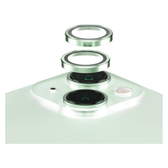 Protecție lentile cameră Hoops pentru iPhone 15/15 Plus, Verde, PanzerGlass