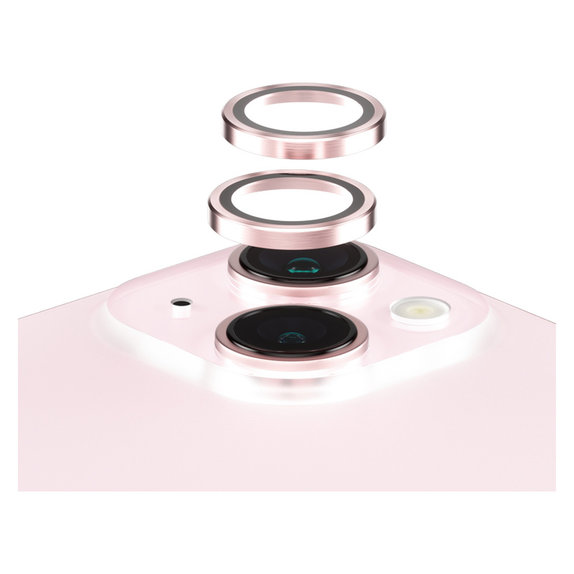 Protecție lentile cameră Hoops pentru iPhone 15/15 Plus, Roz, PanzerGlass