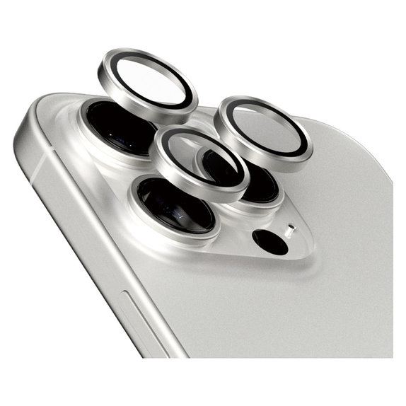 Protecție lentile cameră Hoops pentru iPhone 15 Pro/15 Pro Max, White Titanium, PanzerGlass