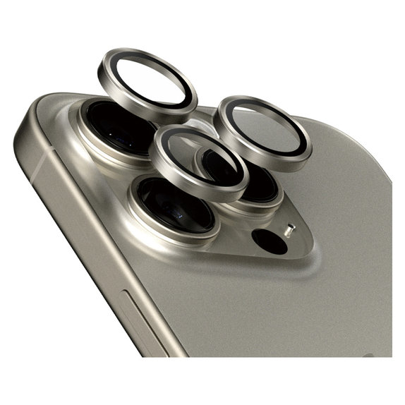 Protecție lentile cameră Hoops pentru iPhone 15 Pro/15 Pro Max, Natural Titanium, PanzerGlass