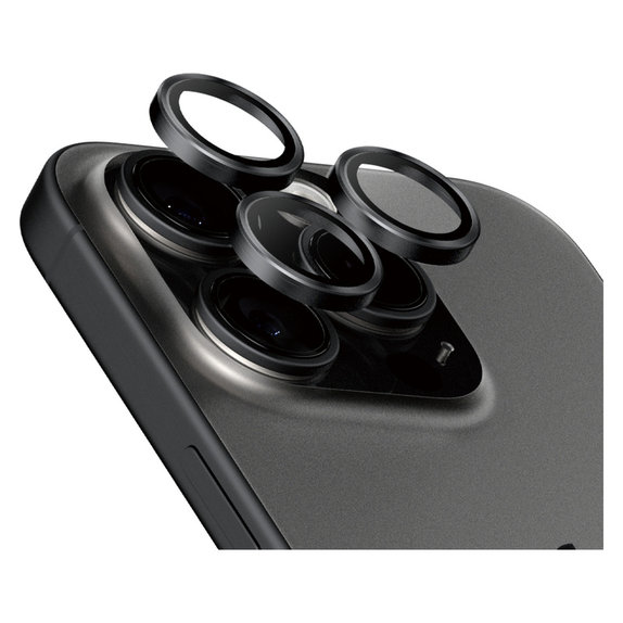 Protecție lentile cameră Hoops pentru iPhone 15 Pro/15 Pro Max, Black Titanium, PanzerGlass