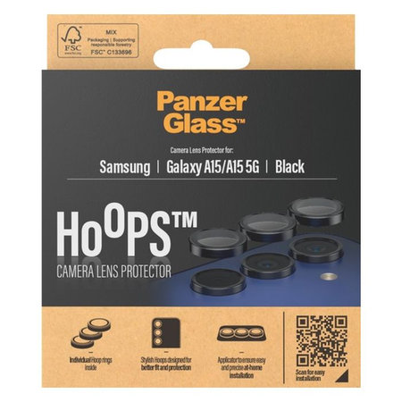 PanzerGlass - Capac de protecție a obiectivul camerei Hoops pentru Samsung Galaxy A15, negru