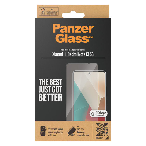 Sticlă securizată UWF pentru Xiaomi Redmi Note 13, Negru, PanzerGlass