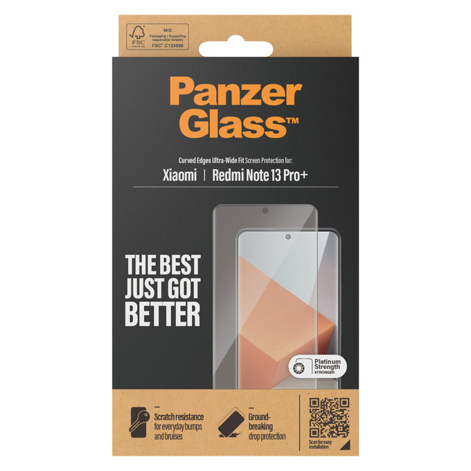 Sticlă securizată UWF pentru Xiaomi Redmi Note 13 Pro+, Negru, PanzerGlass