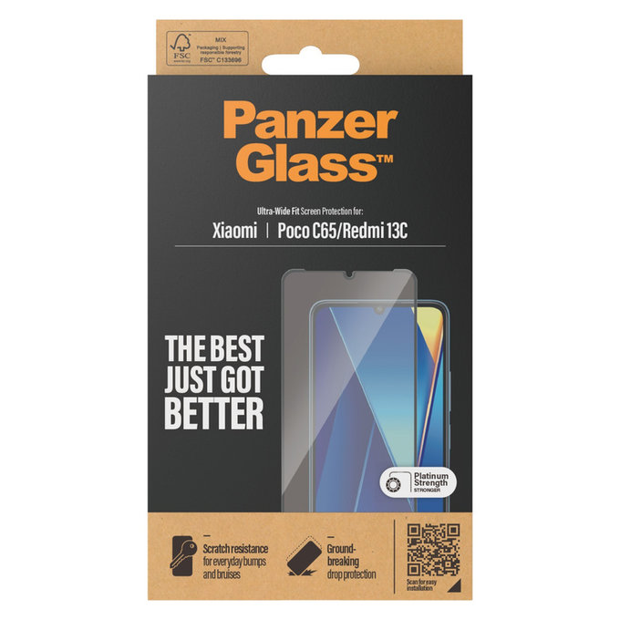 Sticlă securizată UWF pentru Xiaomi Redmi 13C, Negru, PanzerGlass