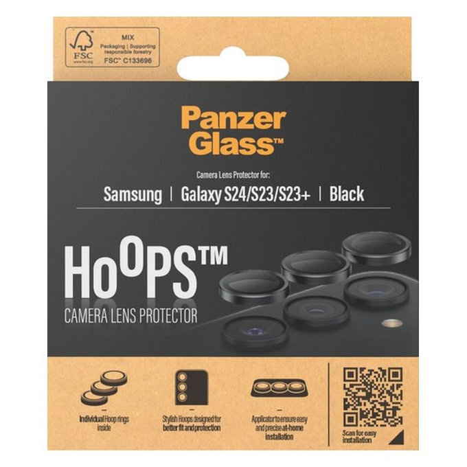 PanzerGlass - Capac de protecție a obiectivul camerei Hoops pentru Samsung Galaxy 23, 23+ & 24, negru