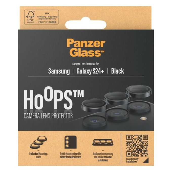 PanzerGlass - Capac de protecție a obiectivul camerei Hoops pentru Samsung Galaxy S24+, negru