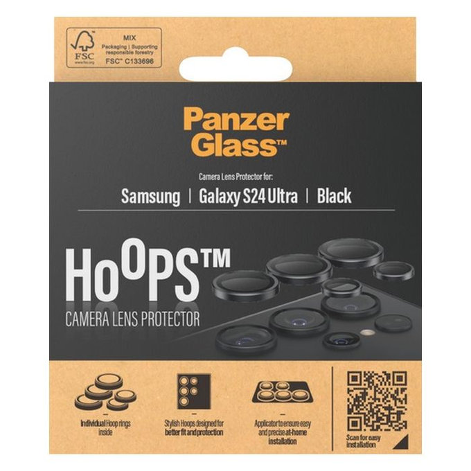 PanzerGlass - Capac de protecție a obiectivul camerei Hoops pentru Samsung Galaxy S24 Ultra, negru
