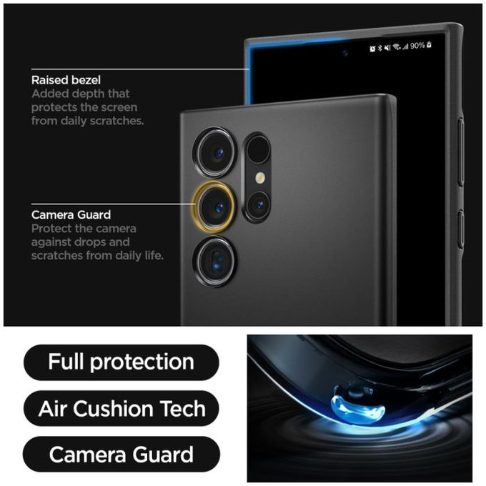 Spigen - Caz Thin Fit pentru Samsung Galaxy S24 Ultra, negru