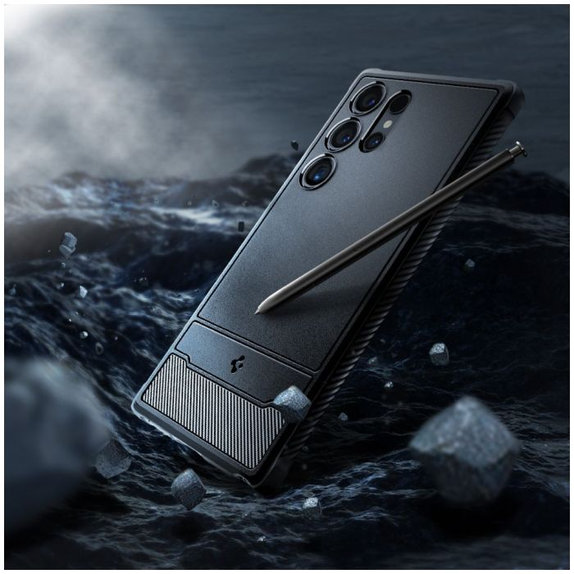 Spigen - Caz Rugged Armor pentru Samsung Galaxy S24 Ultra, Matte Black