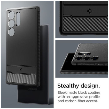 Spigen - Caz Rugged Armor pentru Samsung Galaxy S24 Ultra, Matte Black