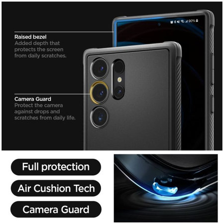 Spigen - Caz Rugged Armor pentru Samsung Galaxy S24 Ultra, Matte Black