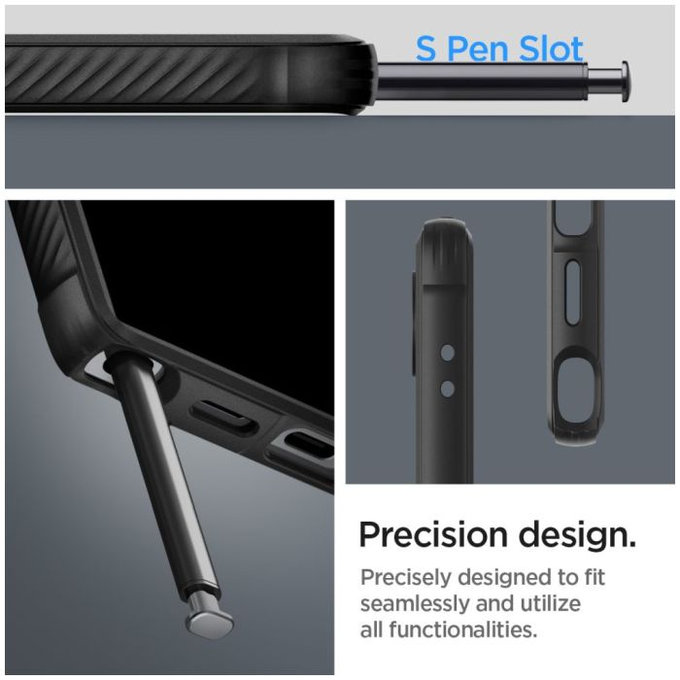 Spigen - Caz Rugged Armor pentru Samsung Galaxy S24 Ultra, Matte Black