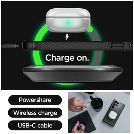 Spigen - Caz Rugged Armor pentru Samsung Galaxy S24 Ultra, Matte Black