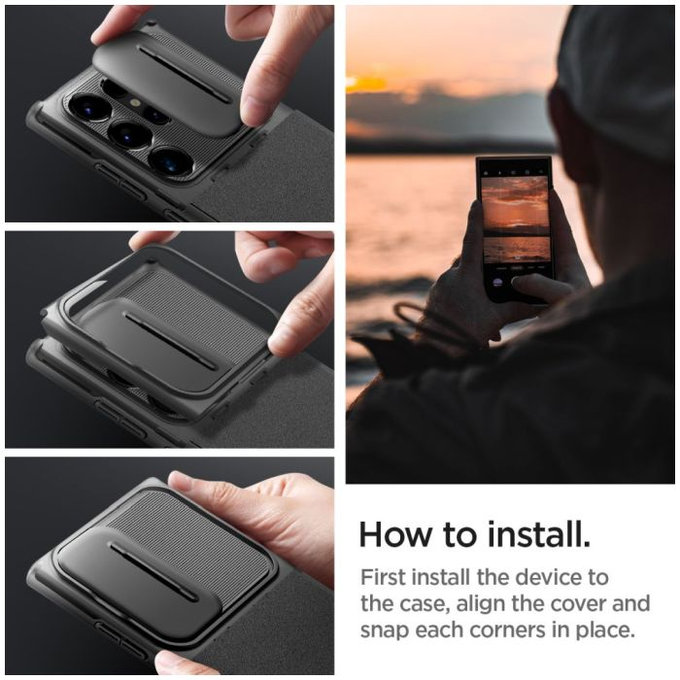 Spigen - Caz Optik Armor pentru Samsung Galaxy S24 Ultra, negru