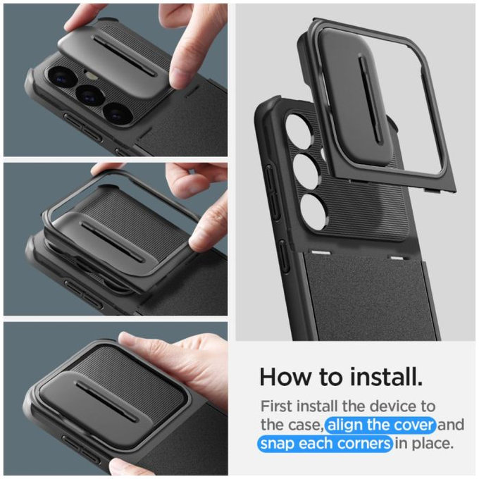 Spigen - Caz Optik Armor pentru Samsung Galaxy S24, negru