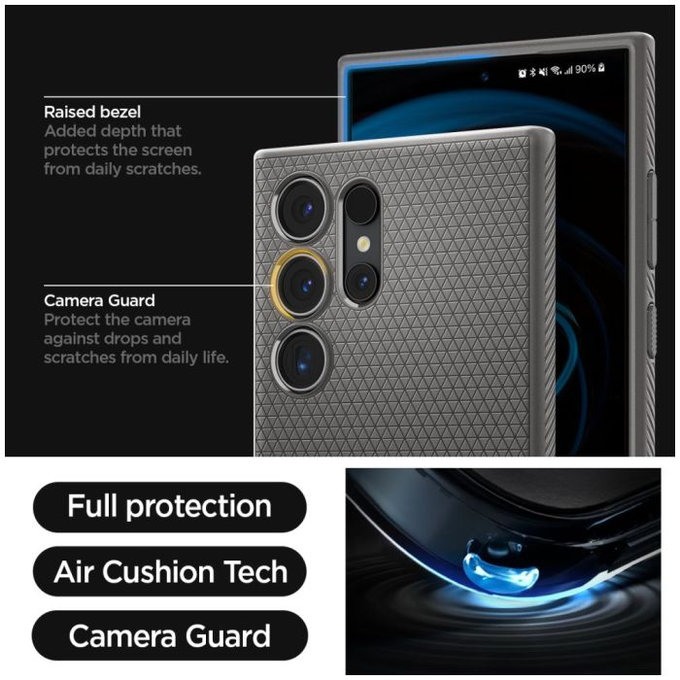 Spigen - Caz Liquid Air pentru Samsung Galaxy S24 Ultra, Granite Grey