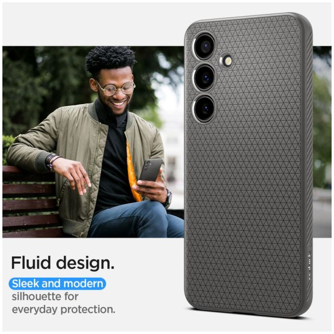 Spigen - Caz Liquid Air pentru Samsung Galaxy S24, Granite Grey
