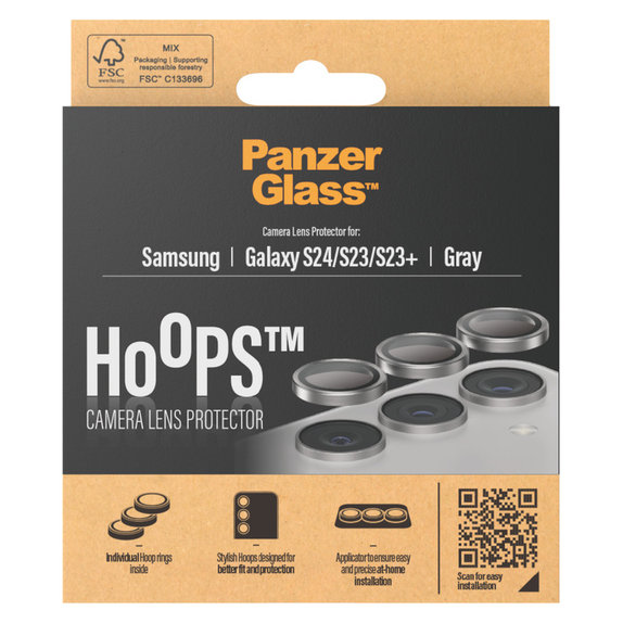 Protecție lentile cameră Hoops pentru Samsung Galaxy S24/S23/S23+, Gri, PanzerGlass