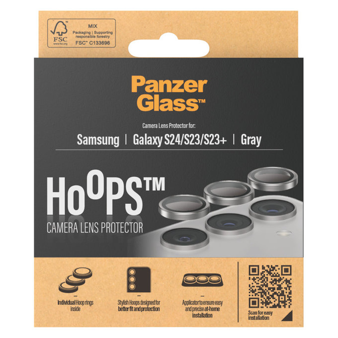 Protecție lentile cameră Hoops pentru Samsung Galaxy S24/S23/S23+, Gri, PanzerGlass