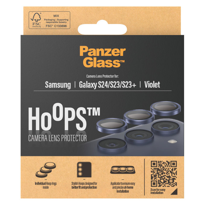 Protecție lentile cameră Hoops pentru Samsung Galaxy S24/S23/S23+, Mov, PanzerGlass