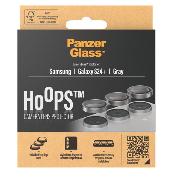 Protecție lentile cameră Hoops pentru Samsung Galaxy S24+, Gri, PanzerGlass