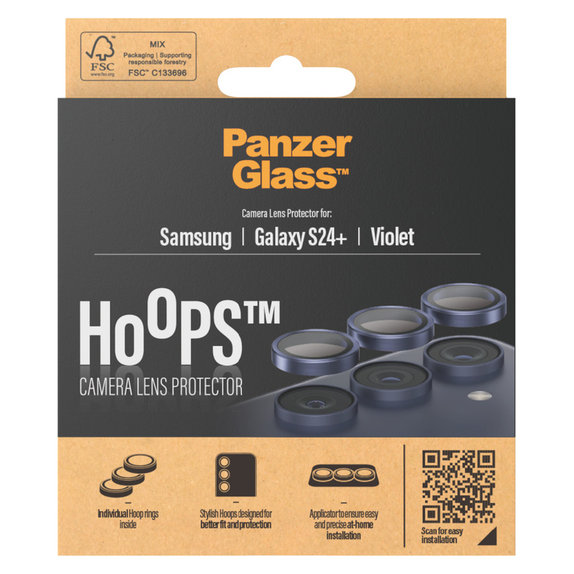 Protecție lentile cameră Hoops pentru Samsung Galaxy S24+, Mov, PanzerGlass