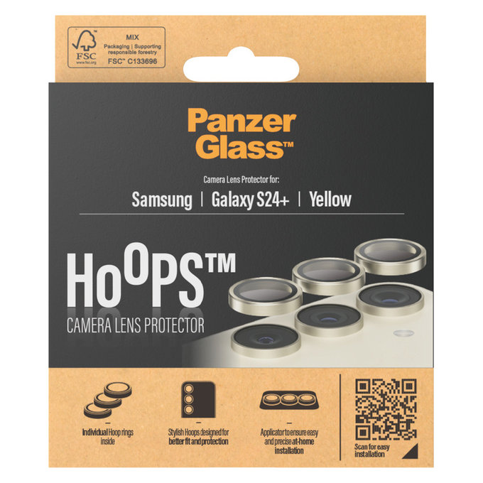 Protecție lentile cameră Hoops pentru Samsung Galaxy S24+, Galben, PanzerGlass