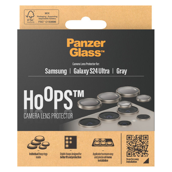 Protecție lentile cameră Hoops pentru Samsung Galaxy S24 Ultra, Gri, PanzerGlass