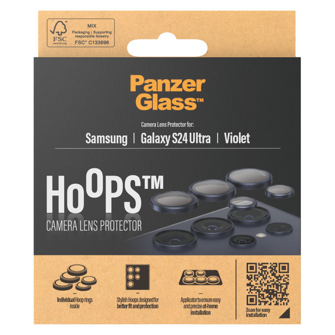 Protecție lentile cameră Hoops pentru Samsung Galaxy S24 Ultra, Mov, PanzerGlass
