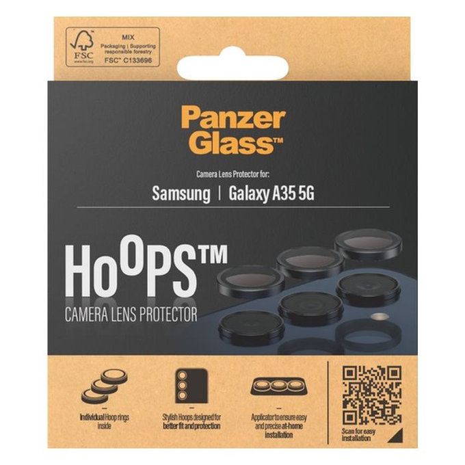 PanzerGlass - Capac de protecție a obiectivul camerei Hoops pentru Samsung Galaxy A35, negru