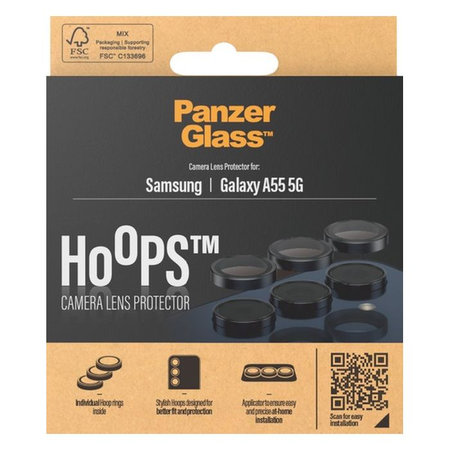 PanzerGlass - Capac de protecție a obiectivul camerei Hoops pentru Samsung Galaxy A55, negru