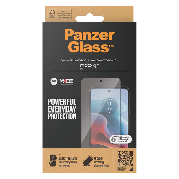 Sticlă securizată UWF pentru Motorola Moto G34, Negru, PanzerGlass
