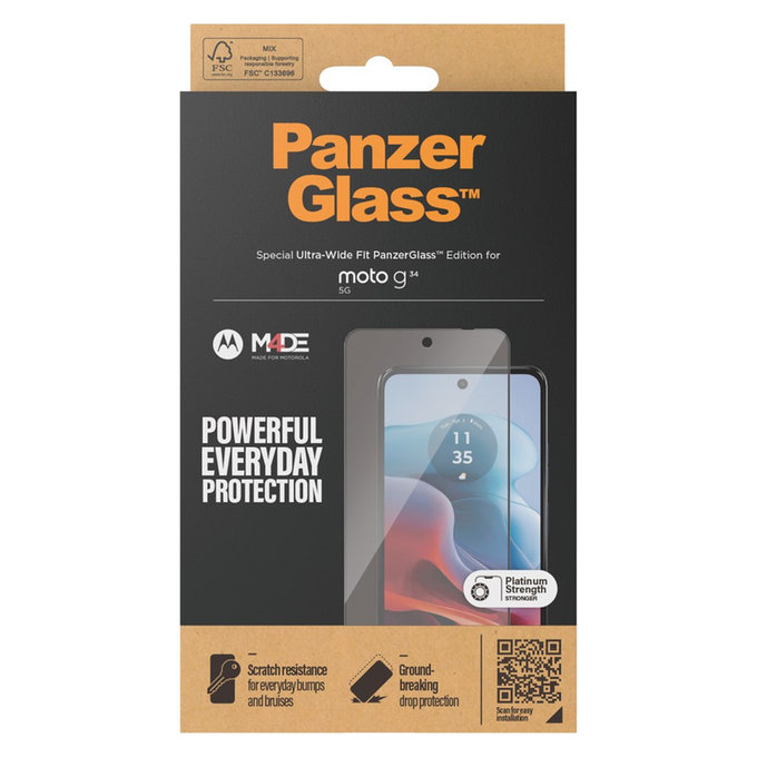 Sticlă securizată UWF pentru Motorola Moto G34, Negru, PanzerGlass