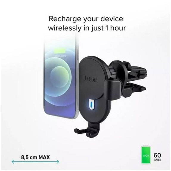 SBS - Suport auto Gravity cu încărcare wireless, 10W, negru