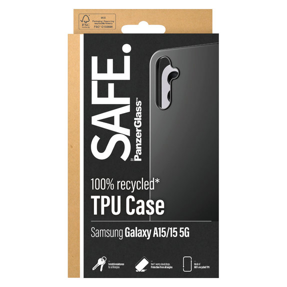 Caz TPU pentru Samsung Galaxy A15/A15 5G, Negru, SAFE by PanzerGlass