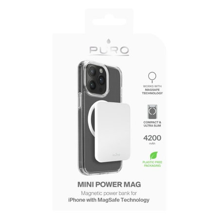 PURO - MagSafe PowerBank 4200 mAh 5W, USB-C, alb
