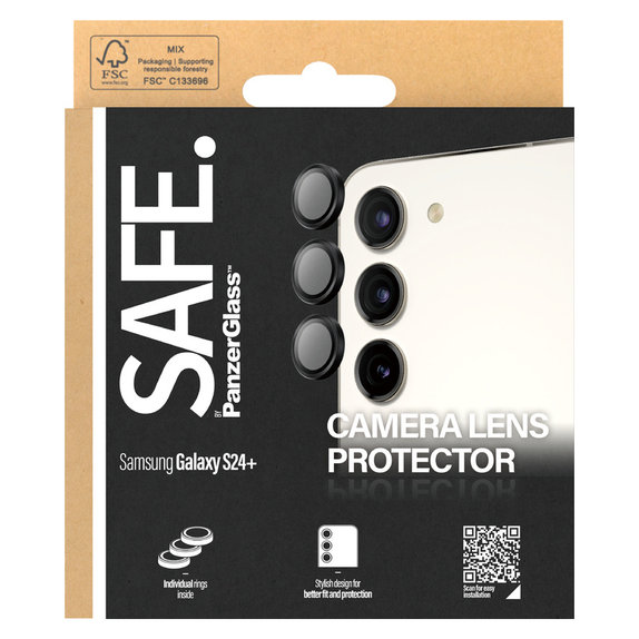 Protecție lentile cameră pentru Samsung Galaxy S24+, Negru, SAFE by PanzerGlass