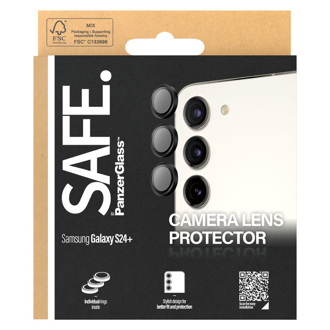 Protecție lentile cameră pentru Samsung Galaxy S24+, Negru, SAFE by PanzerGlass