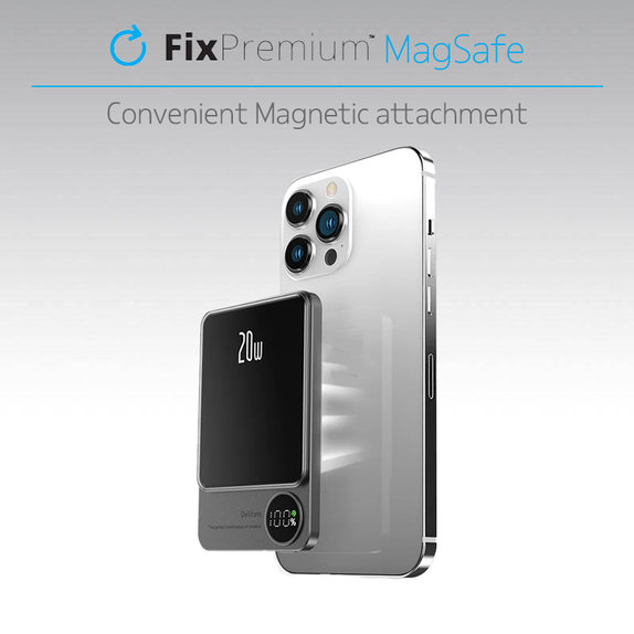 FixPremium - MagSafe PowerBank cu LCD 5000mAh, negru