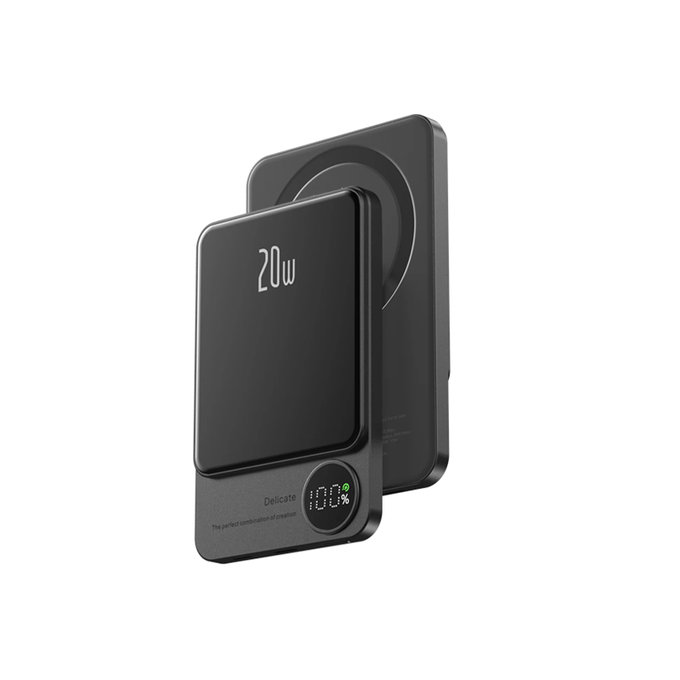 FixPremium - MagSafe PowerBank cu LCD 5000mAh, negru