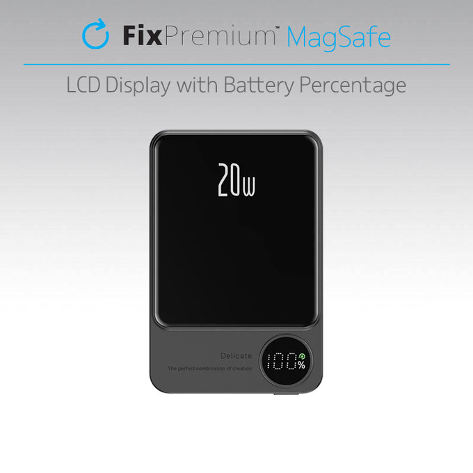 FixPremium - MagSafe PowerBank cu LCD 5000mAh, zelená
