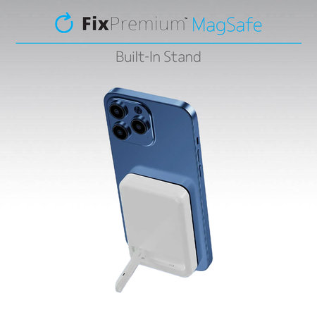FixPremium - MagSafe PowerBank cu Stand 5000mAh, alb