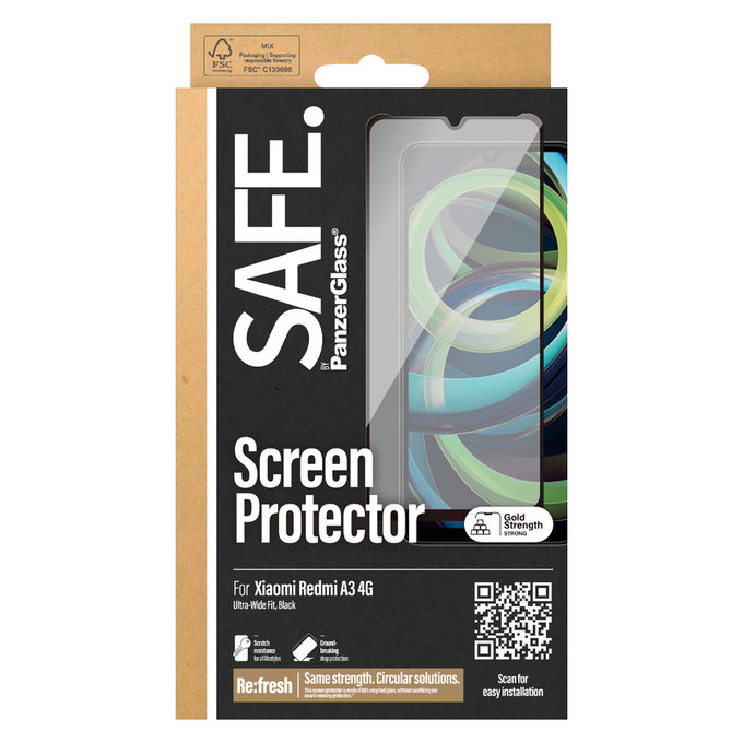 Sticlă securizată UWF pentru Xiaomi Redmi A3, Negru, SAFE by PanzerGlass