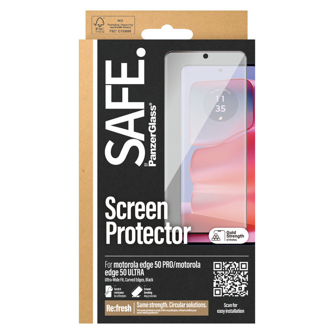 Sticlă securizată UWF pentru Motorola Edge 50 Pro, Negru, SAFE by PanzerGlass