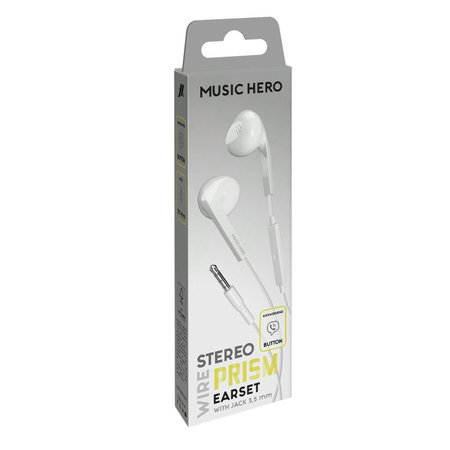 Music Hero - Căști PRISM, 3.5mm jack, alb